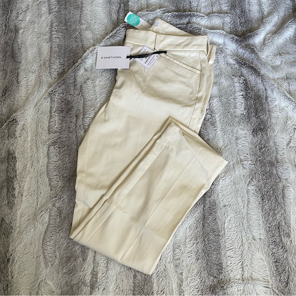 41 Hawthorn | Becca adjustable hem straight leg dress pants cream size 8 NWT